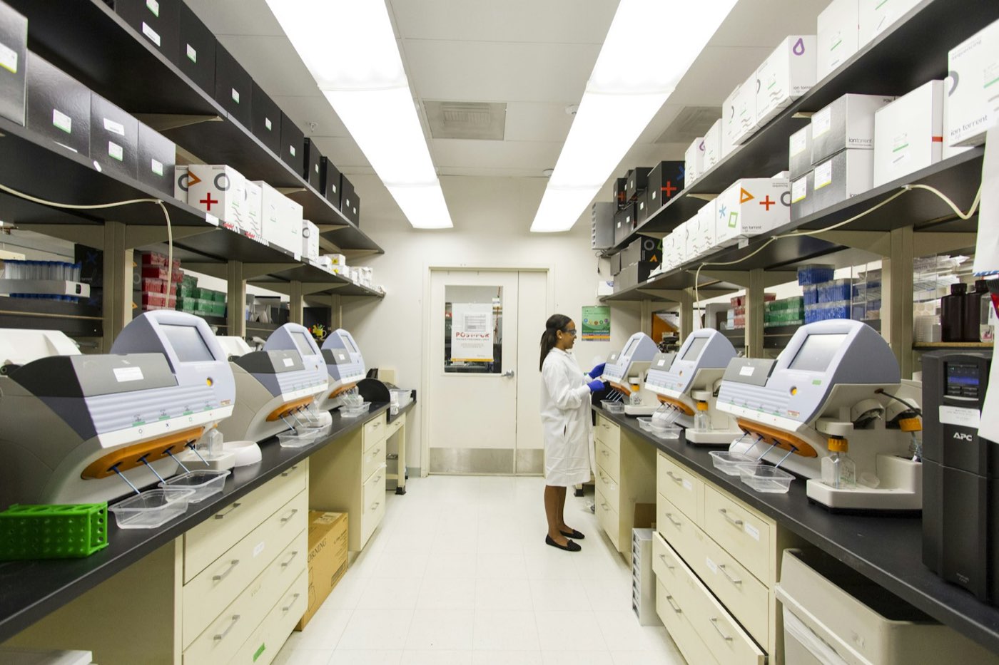 Shelves of medicines and clinical supplies in a pharmacy